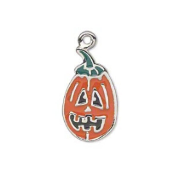 Enamel Jack-O-Lantern Pumpkin Pendant - Picture 1 of 10